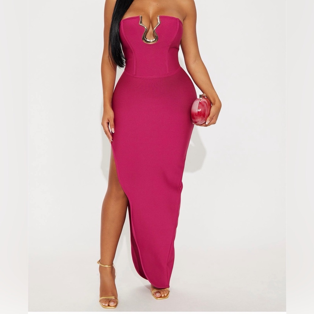 Fashion Nova Fuchsia Strapless Dress